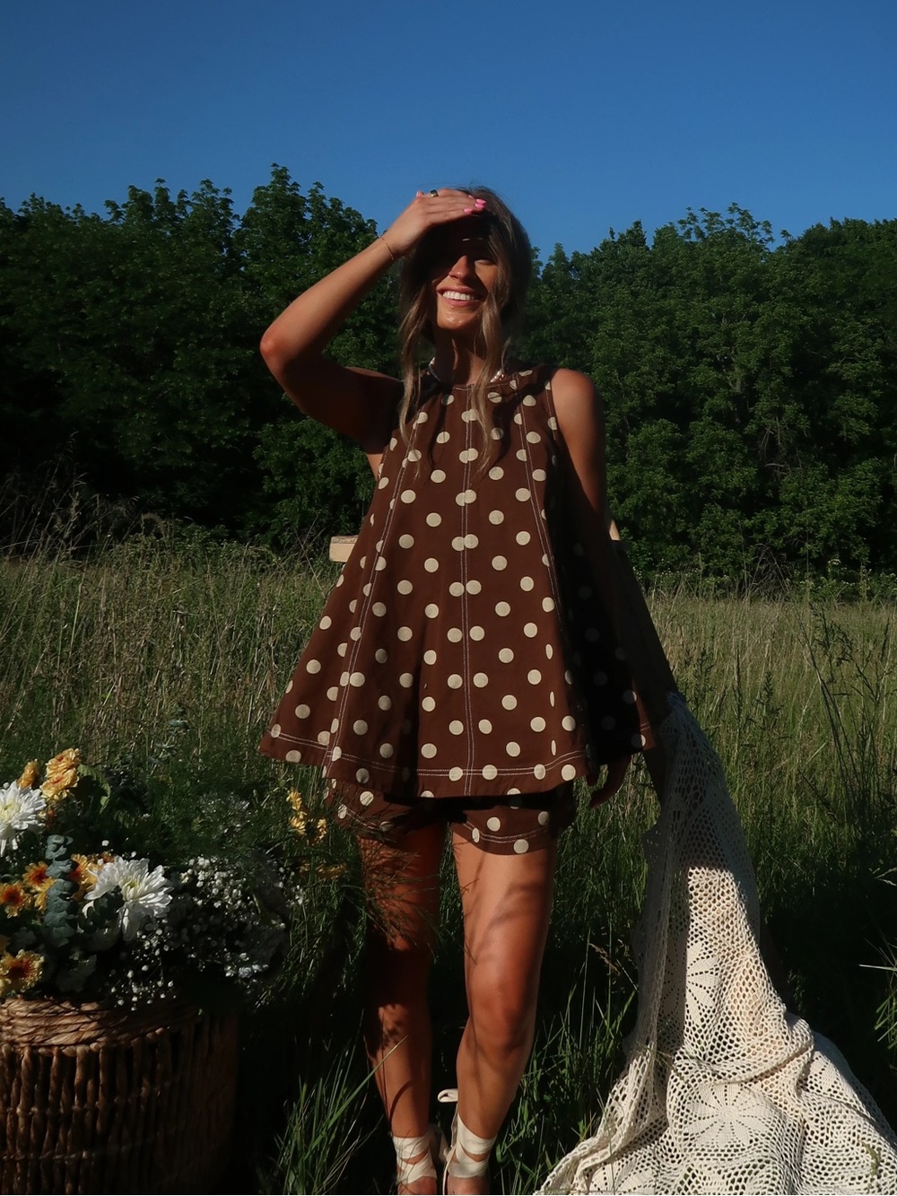 NWT Shop Maddy Jae Coco Dot Breeze Tank - Brown